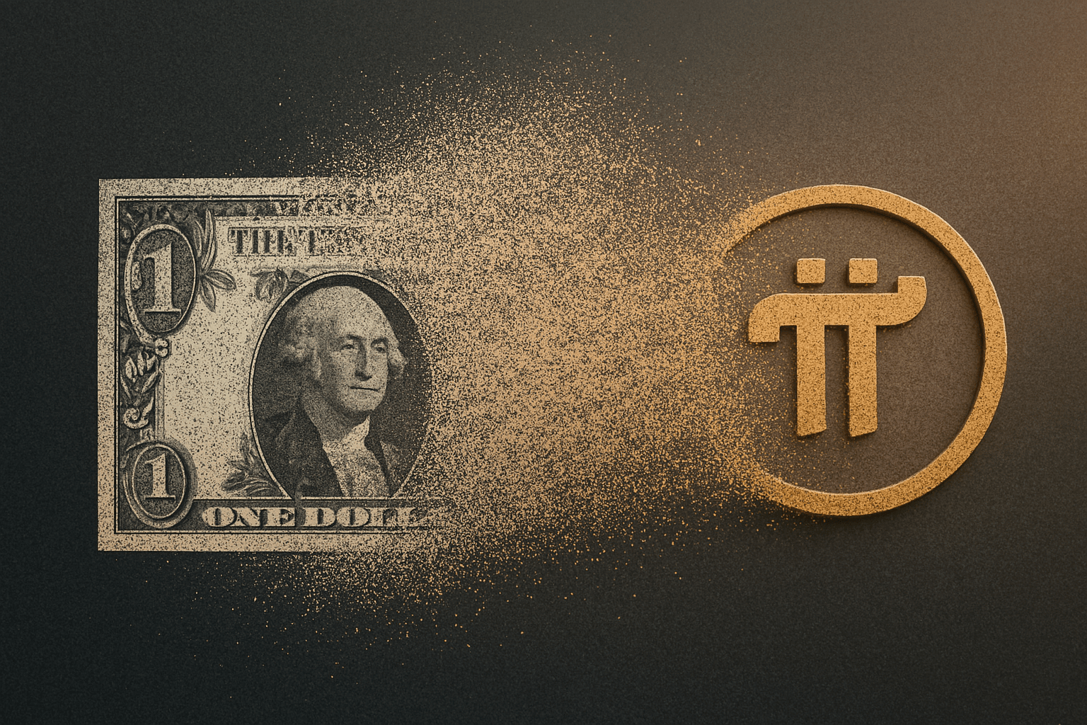 Image of a dollar bill vanishing into Pi.